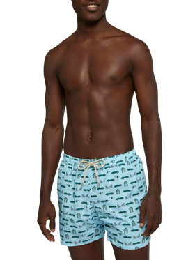 Lightweight fabric swim shorts Lighting with cars and beach cabana print