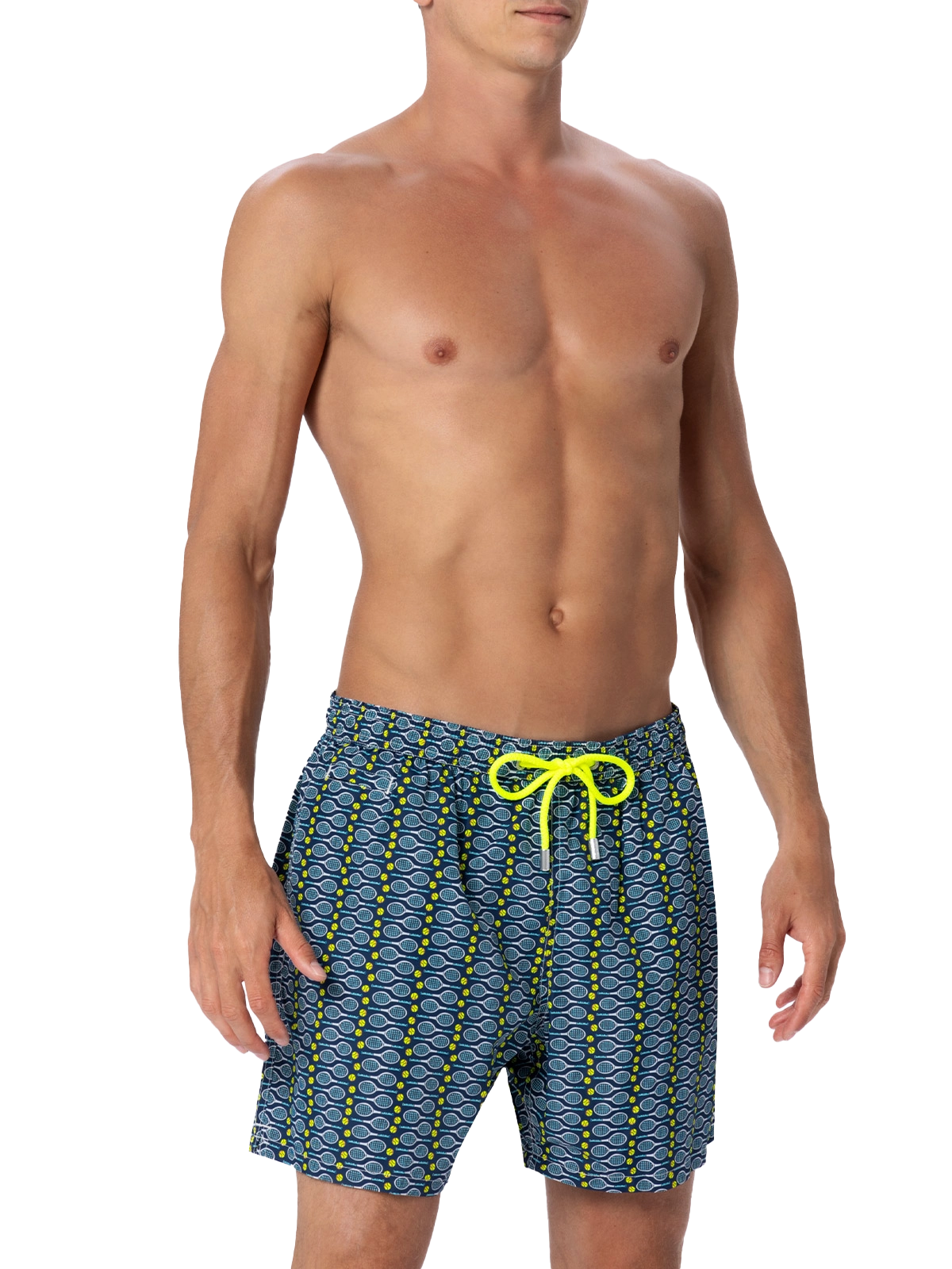 Man lightweight fabric swim-shorts Lighting Micro Fantasy with tennis print