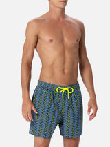 Man lightweight fabric swim-shorts Lighting Micro Fantasy with tennis print