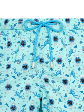 Lightweight fabric swim shorts Lighting with watch print