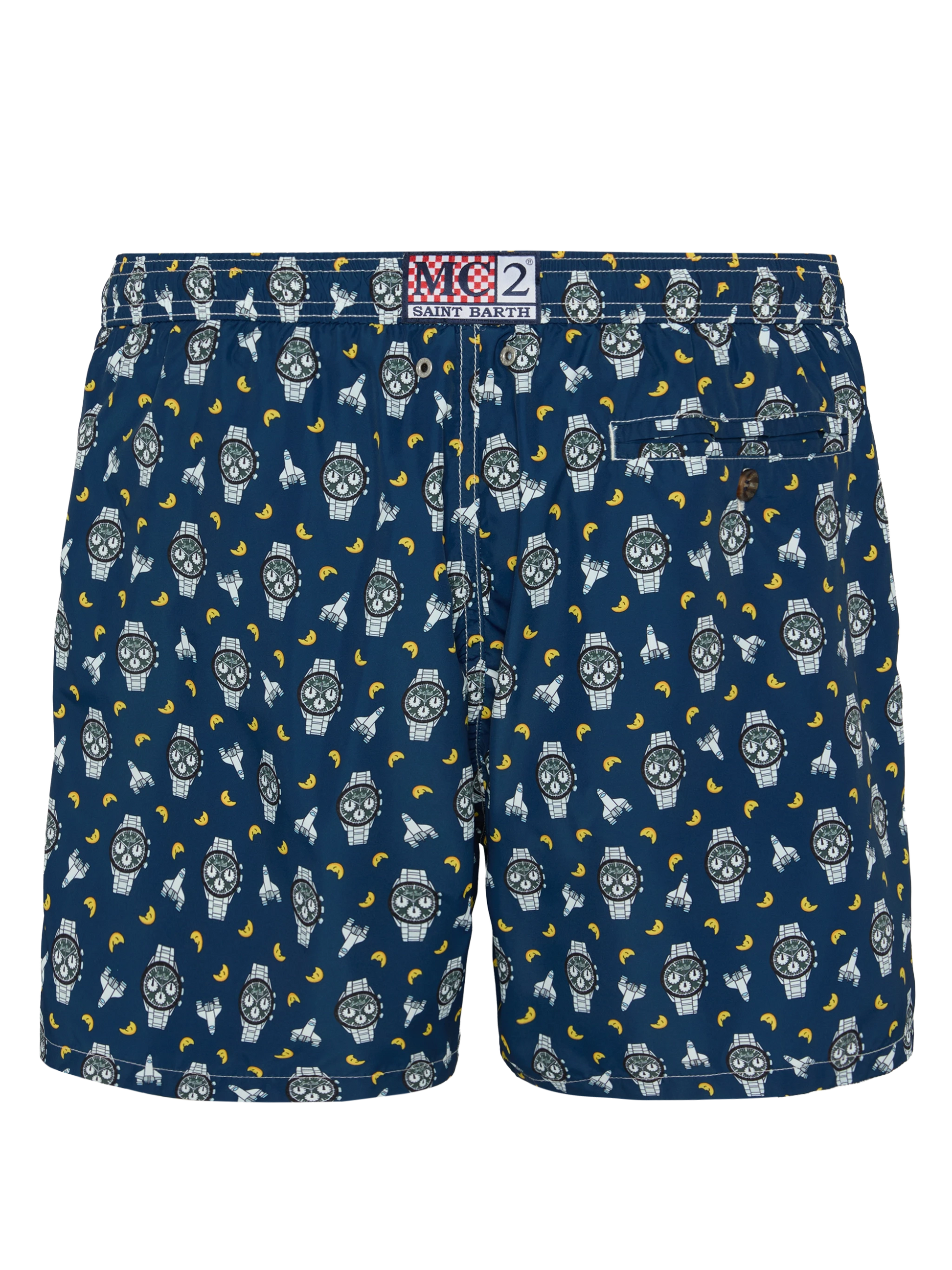 Lightweight fabric swim shorts Lighting with watch and moon print - MC2 Saint Barth