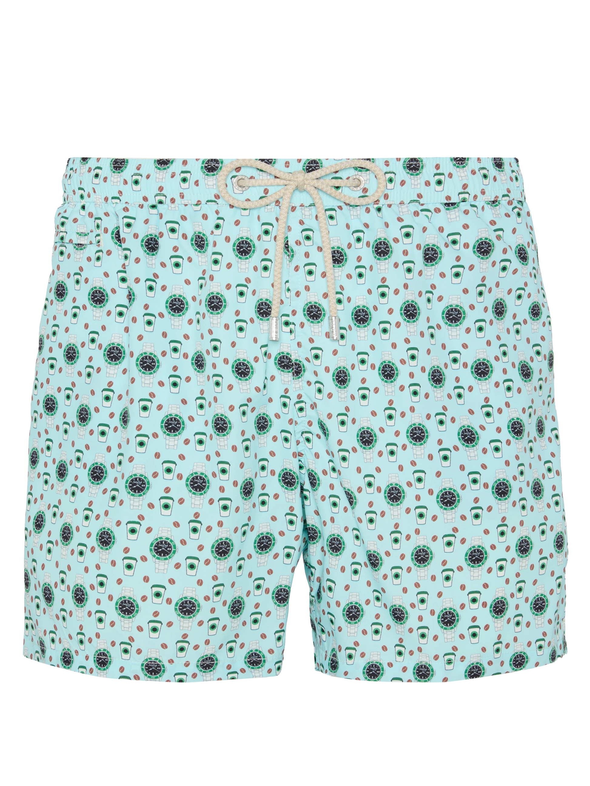 Lightweight fabric swim shorts Lighting with watch print - MC2 Saint Barth
