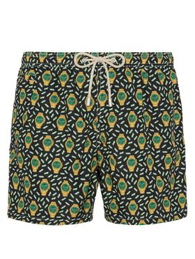 Lightweight fabric swim shorts Lighting with watch print - MC2 Saint Barth