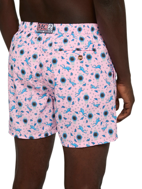 Lightweight fabric swim shorts Lighting with watch print