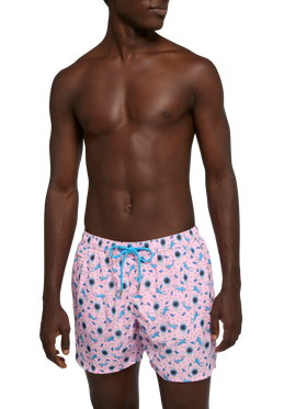 Lightweight fabric swim shorts Lighting with watch print