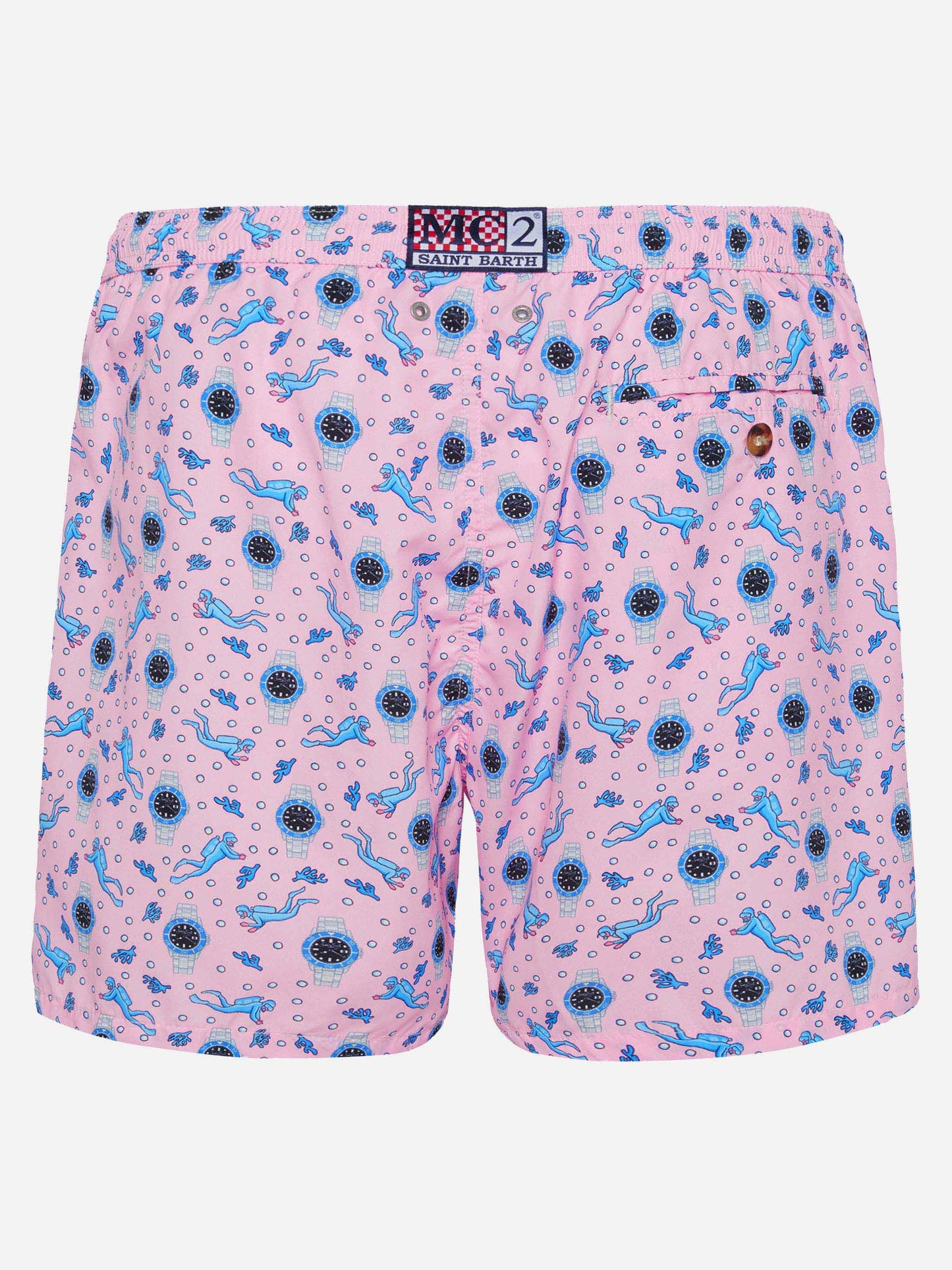 Lightweight fabric swim shorts Lighting with watch print - MC2 Saint Barth