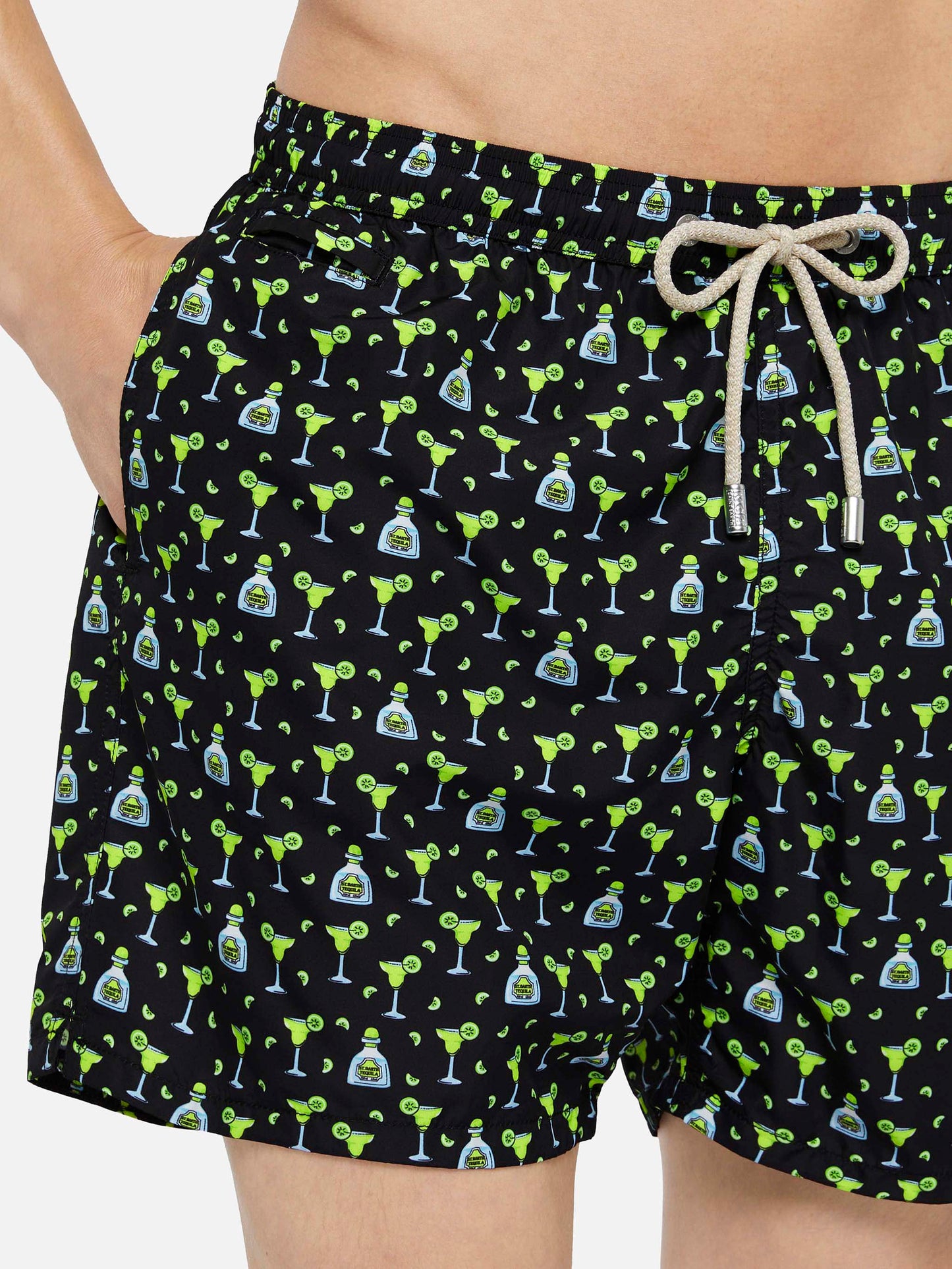 Lightweight fabric swim shorts Lighting with margarita print