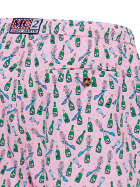 Lightweight fabric swim shorts Lighting with sabrage and bottle print