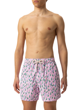 Lightweight fabric swim shorts Lighting with sabrage and bottle print