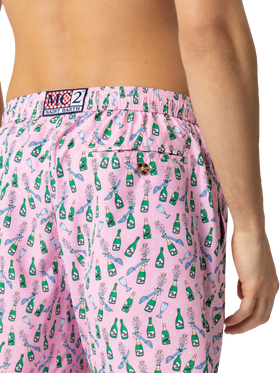 Lightweight fabric swim shorts Lighting with sabrage and bottle print