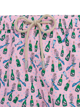 Lightweight fabric swim shorts Lighting with sabrage and bottle print