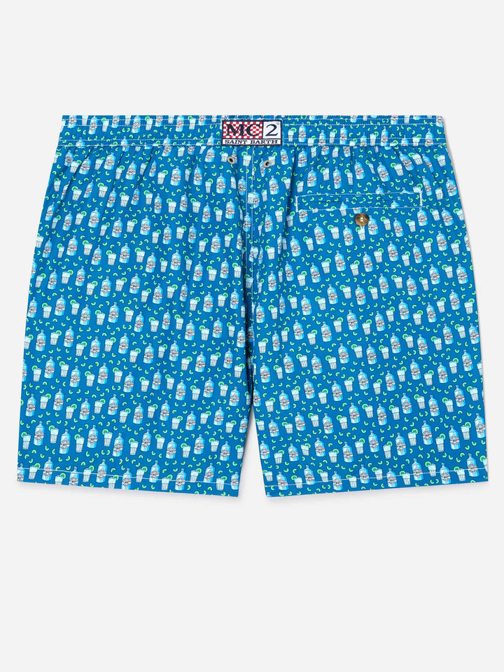 Badeshorts aus leichtem Stoff „Lighting“ mit Gin-Tonic-Print