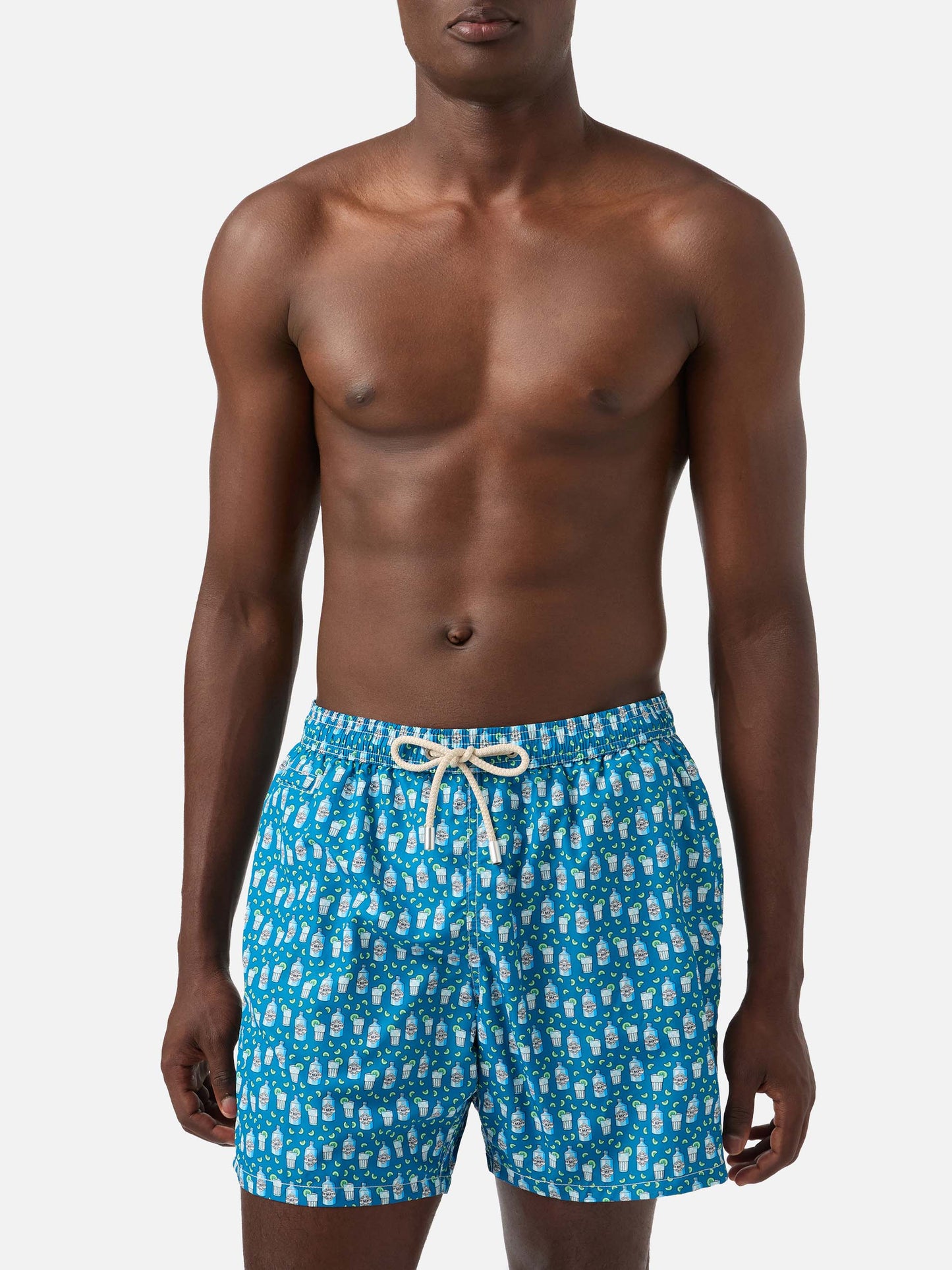 Lightweight fabric swim shorts with cocktail gin tonic print