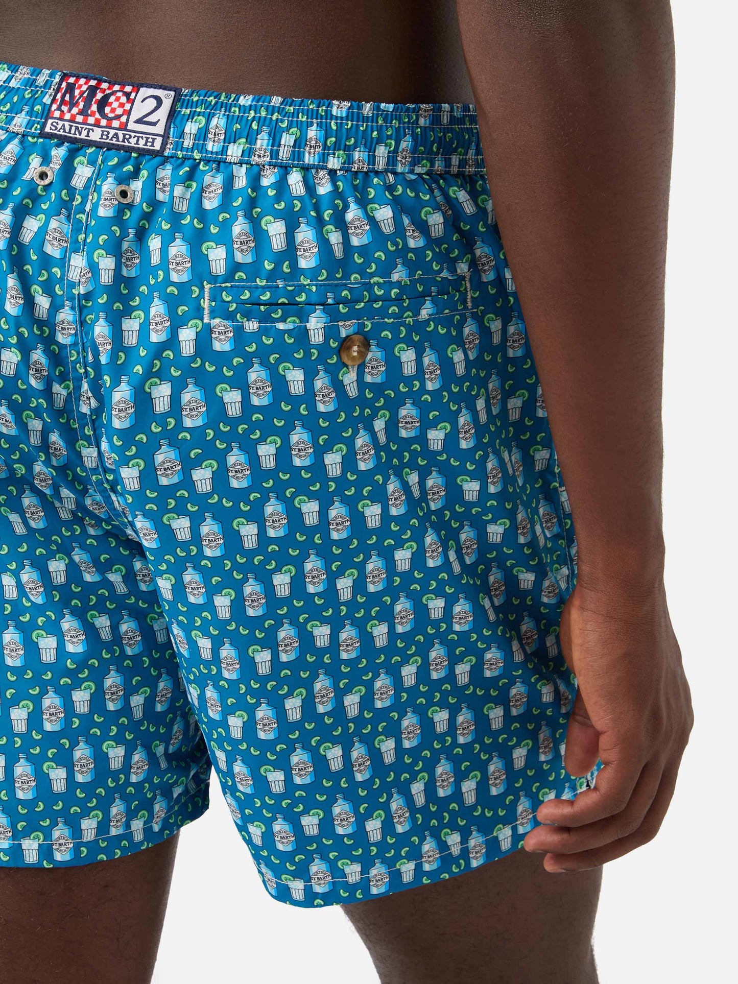 Lightweight fabric swim shorts with cocktail gin tonic print