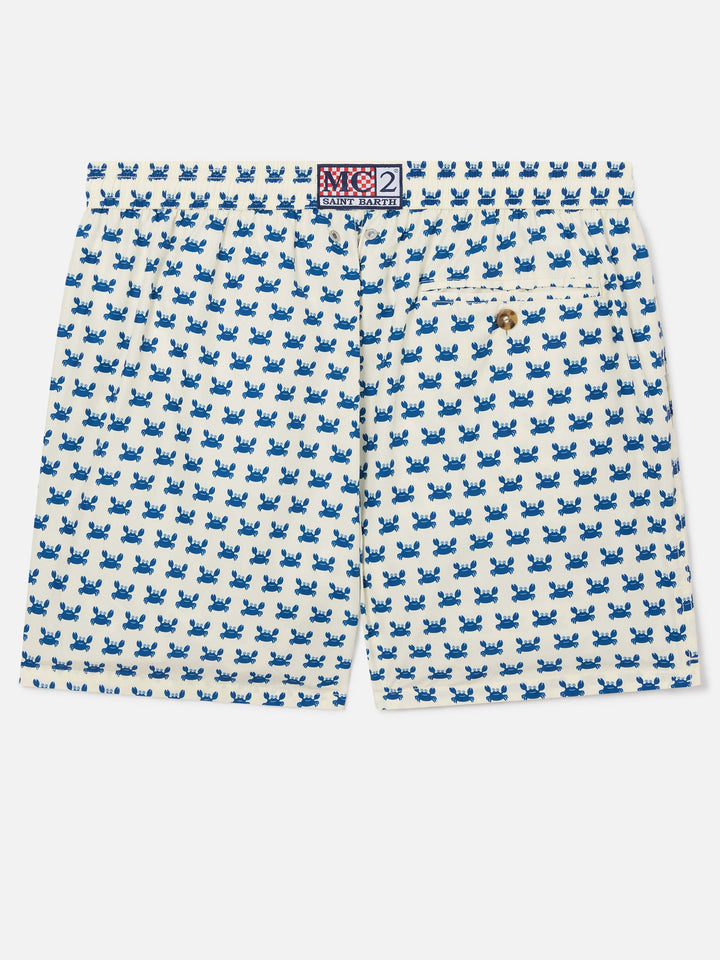 White Lighting Micro swim shorts with crab all-over print