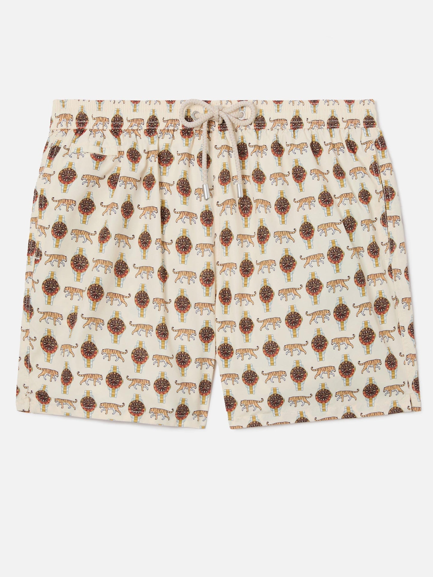 Beige Lighting Micro swim shorts with wild watch print