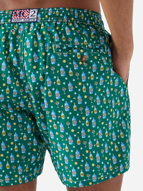 Green Lighting Micro swim shorts with gin and cocktail print