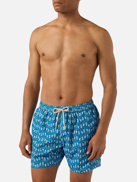 Shorts mare Lighting Micro azzurro con stampa cocktail