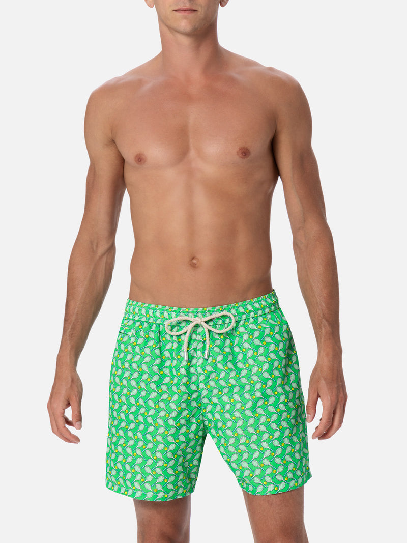 Man lightweight fabric swim-shorts Lighting Micro Fantasy with tennis print