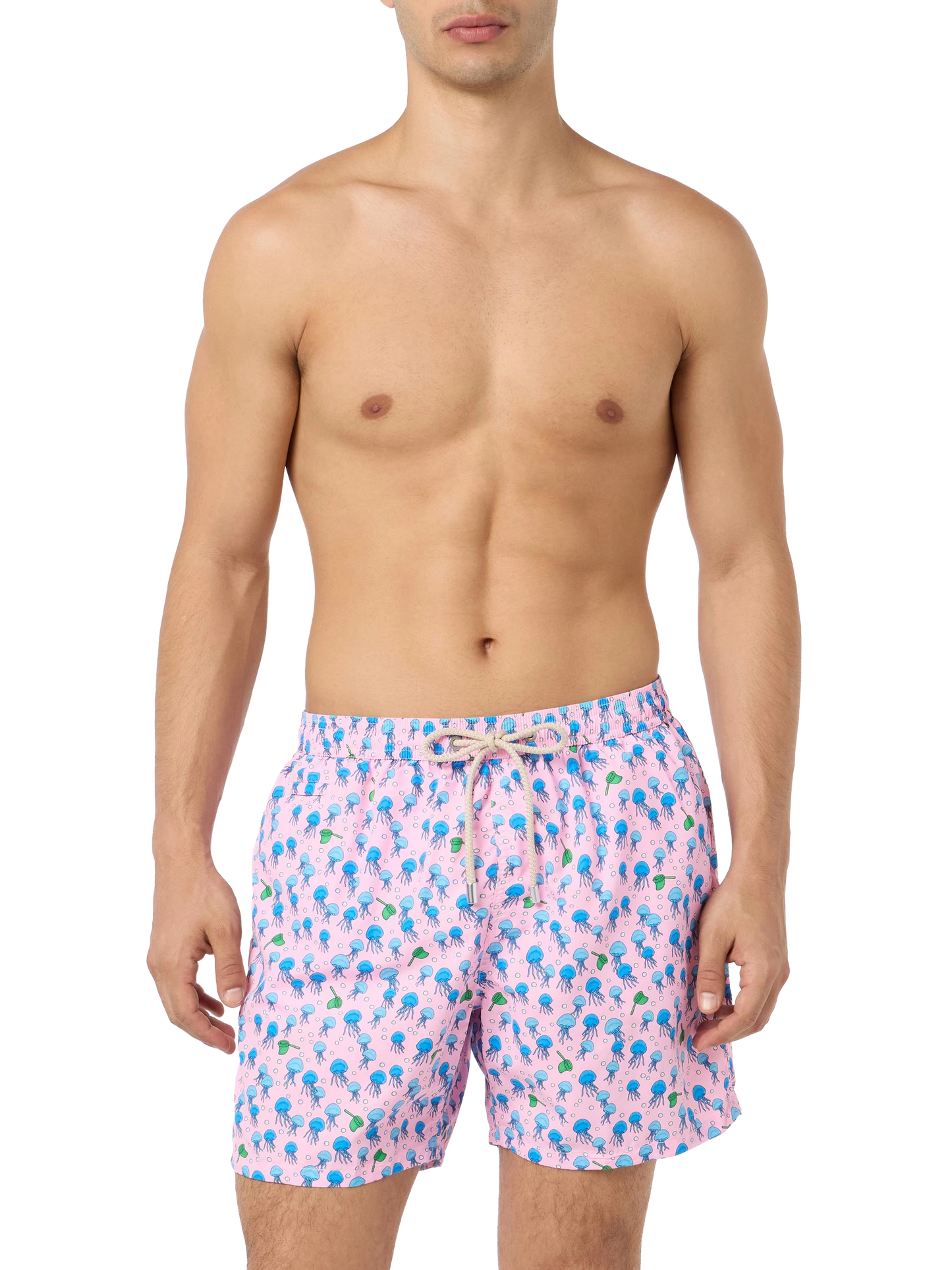 Man lightweight fabric swim-shorts Lighting Micro Fantasy with jellyfishes print