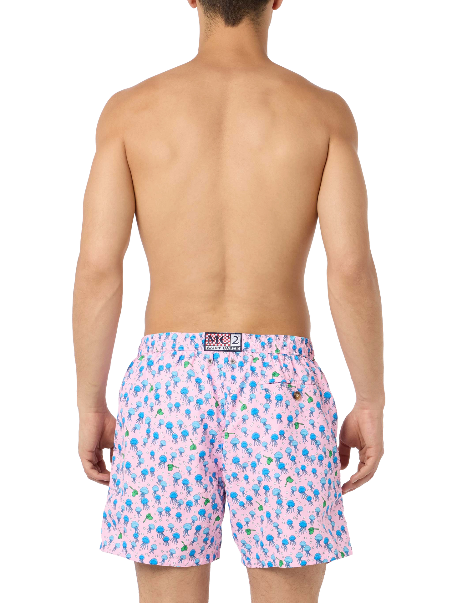 Man lightweight fabric swim-shorts Lighting Micro Fantasy with jellyfishes print
