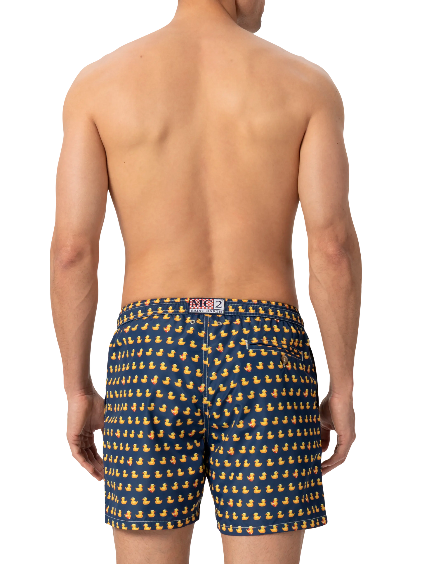 Lightweight fabric swim shorts Lighting with ducky print