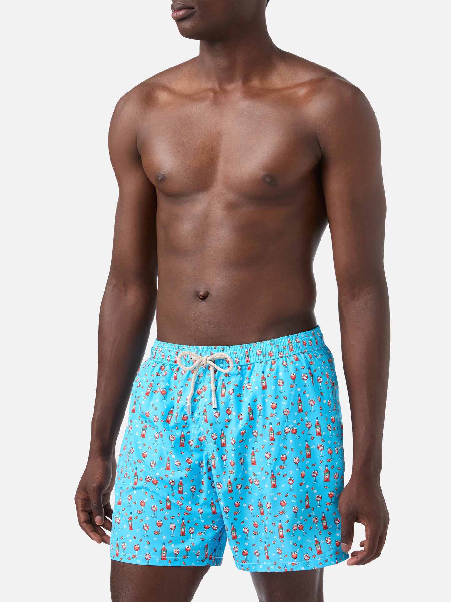 Badeshorts aus leichtem Stoff „Lighting“ mit Aperol-Spritz-Print | APEROL SPECIAL EDITION