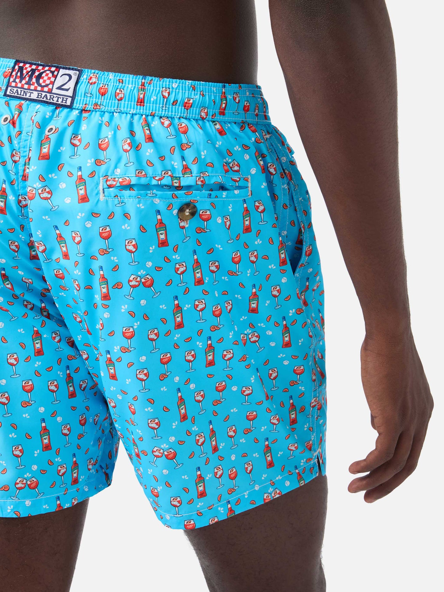 Badeshorts aus leichtem Stoff „Lighting“ mit Aperol-Spritz-Print | APEROL SPECIAL EDITION
