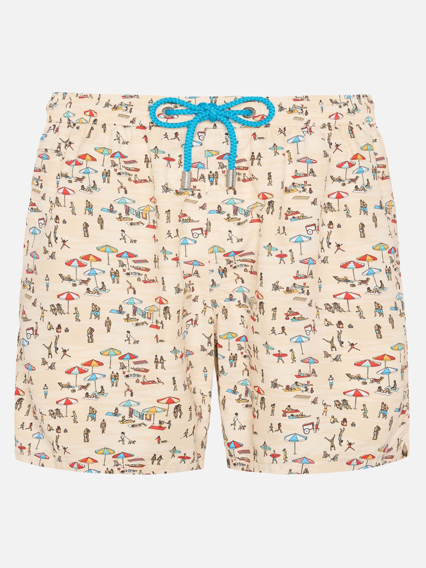 Badeshorts aus leichtem Stoff „Lighting“ mit Strandmenschen-Print