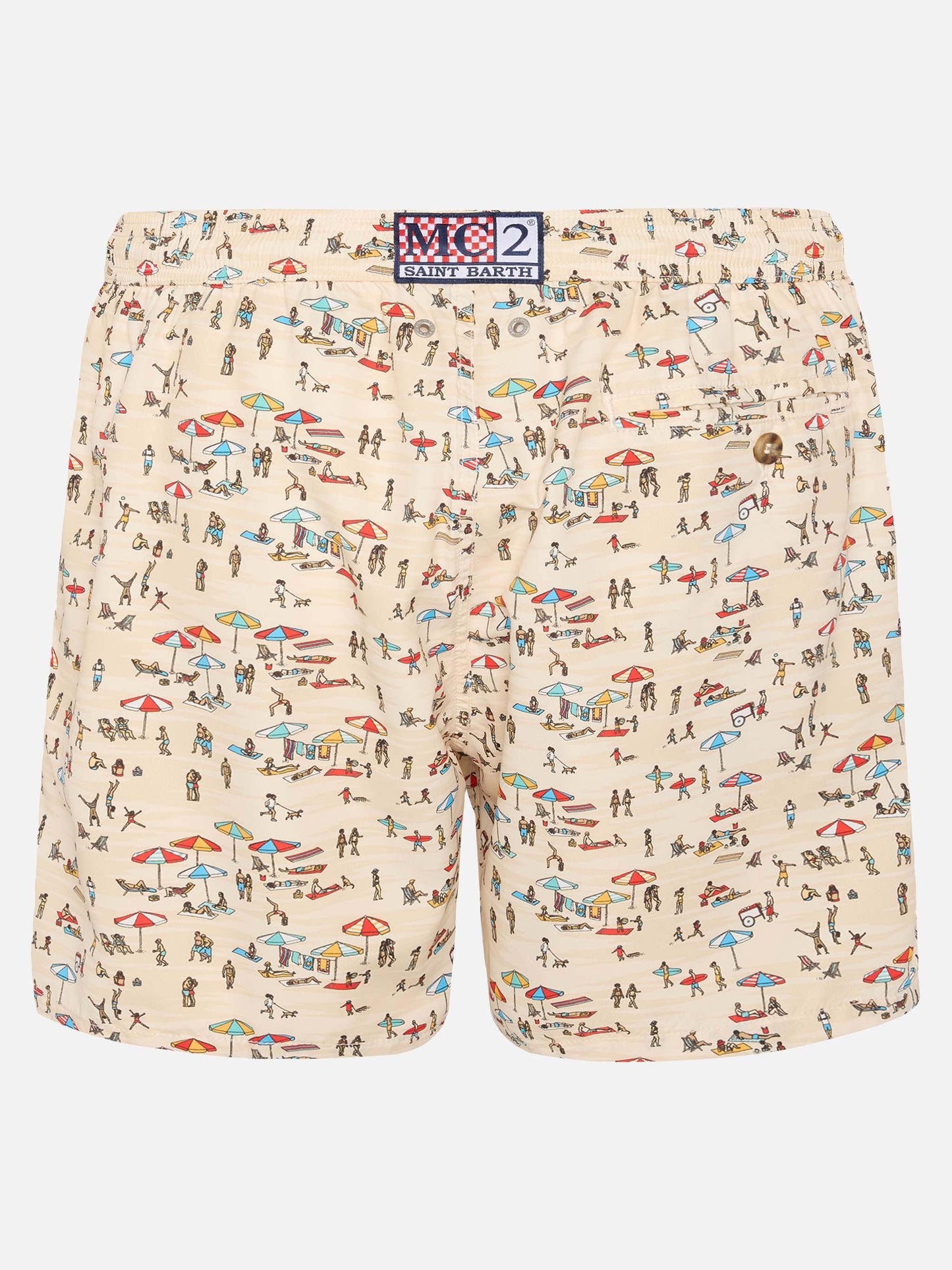 Badeshorts aus leichtem Stoff „Lighting“ mit Strandmenschen-Print