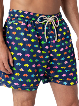 Man lightweight fabric swim-shorts Lighting Micro Fantasy with clownfishes print