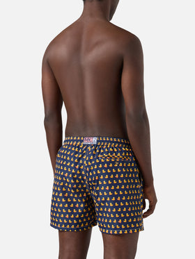 Navy Lighting Micro swim shorts with rubber duck all-over print