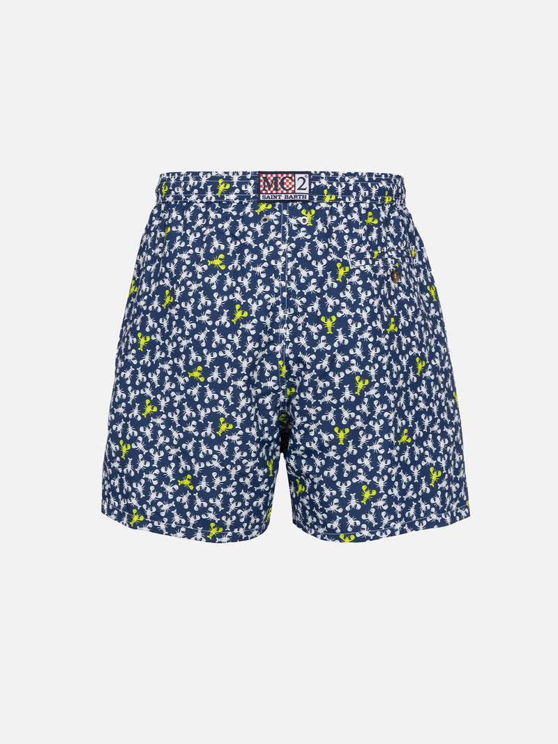 Man lightweight fabric swim-shorts Lighting Micro Fantasy with loabster print