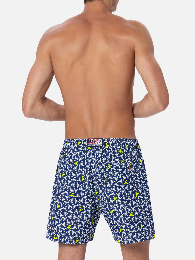 Man lightweight fabric swim-shorts Lighting Micro Fantasy with loabster print