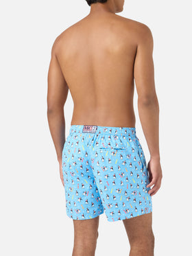 Hellblaue Lighting Micro Badeshorts mit Eisbären-Pinguin-Print | POLARETTI SPECIAL EDITION 