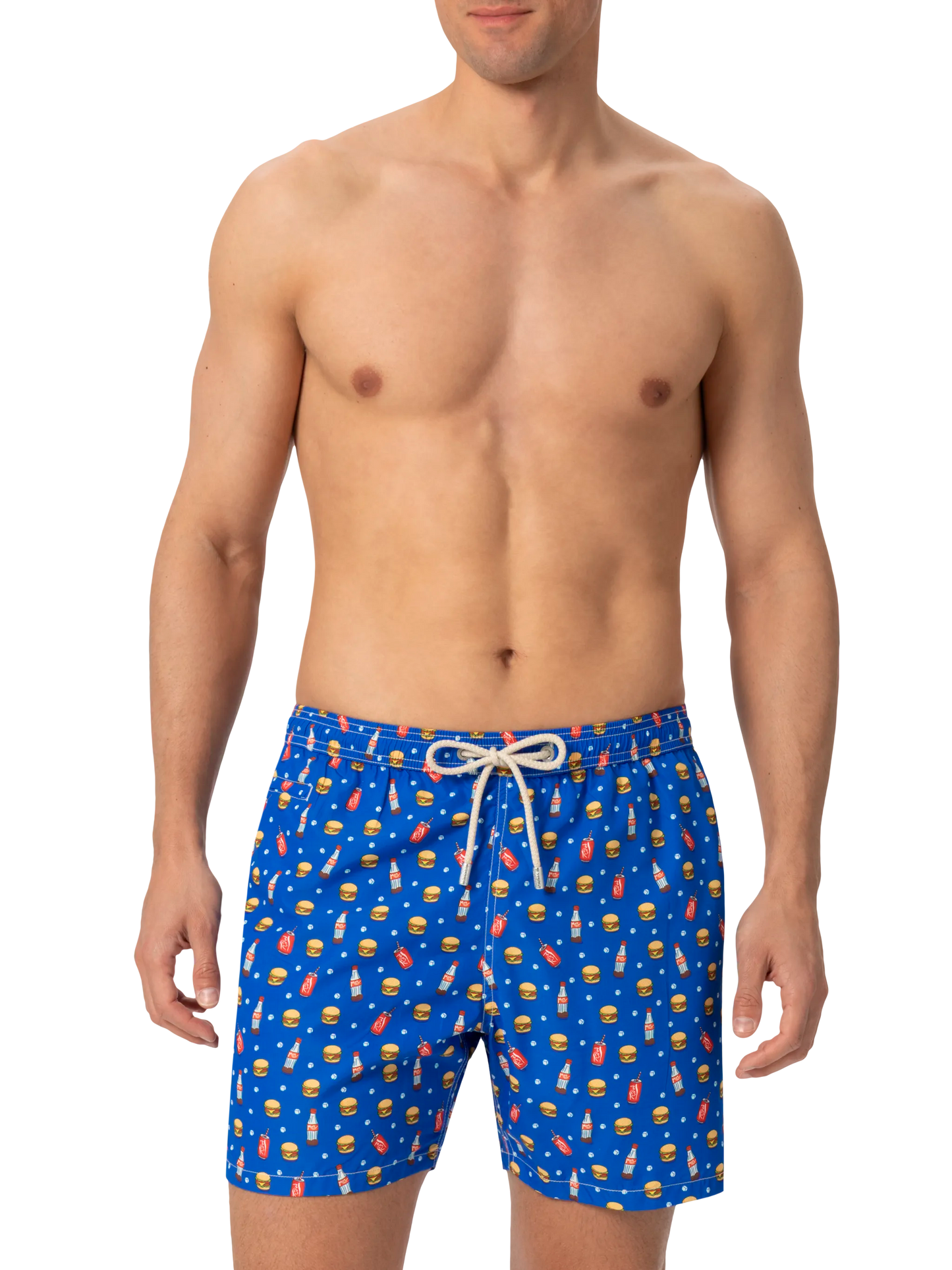 Lightweight fabric swim shorts Lighting with fast food print