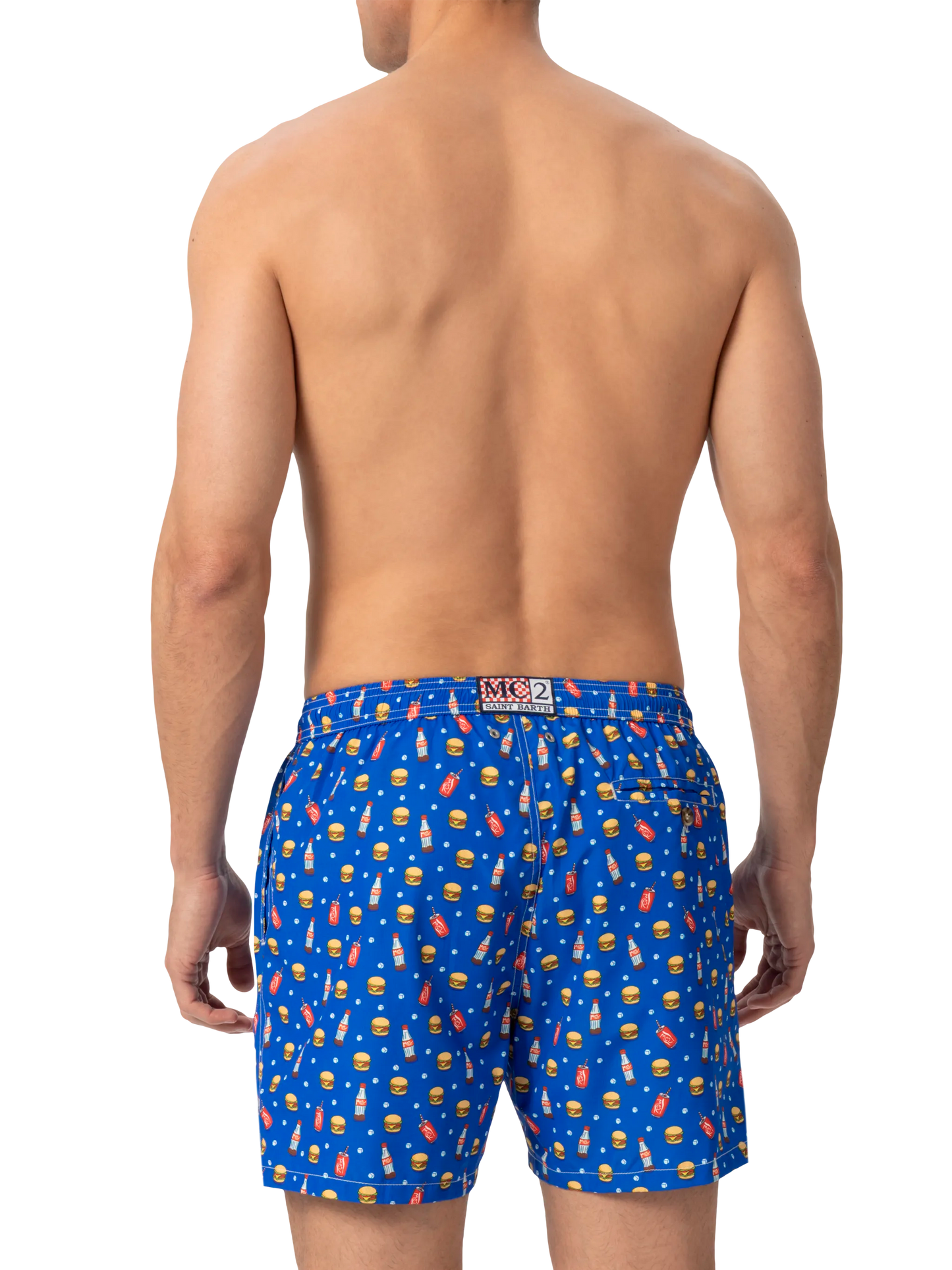 Lightweight fabric swim shorts Lighting with fast food print
