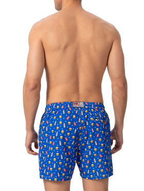 Lightweight fabric swim shorts Lighting with fast food print
