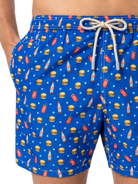 Lightweight fabric swim shorts Lighting with fast food print