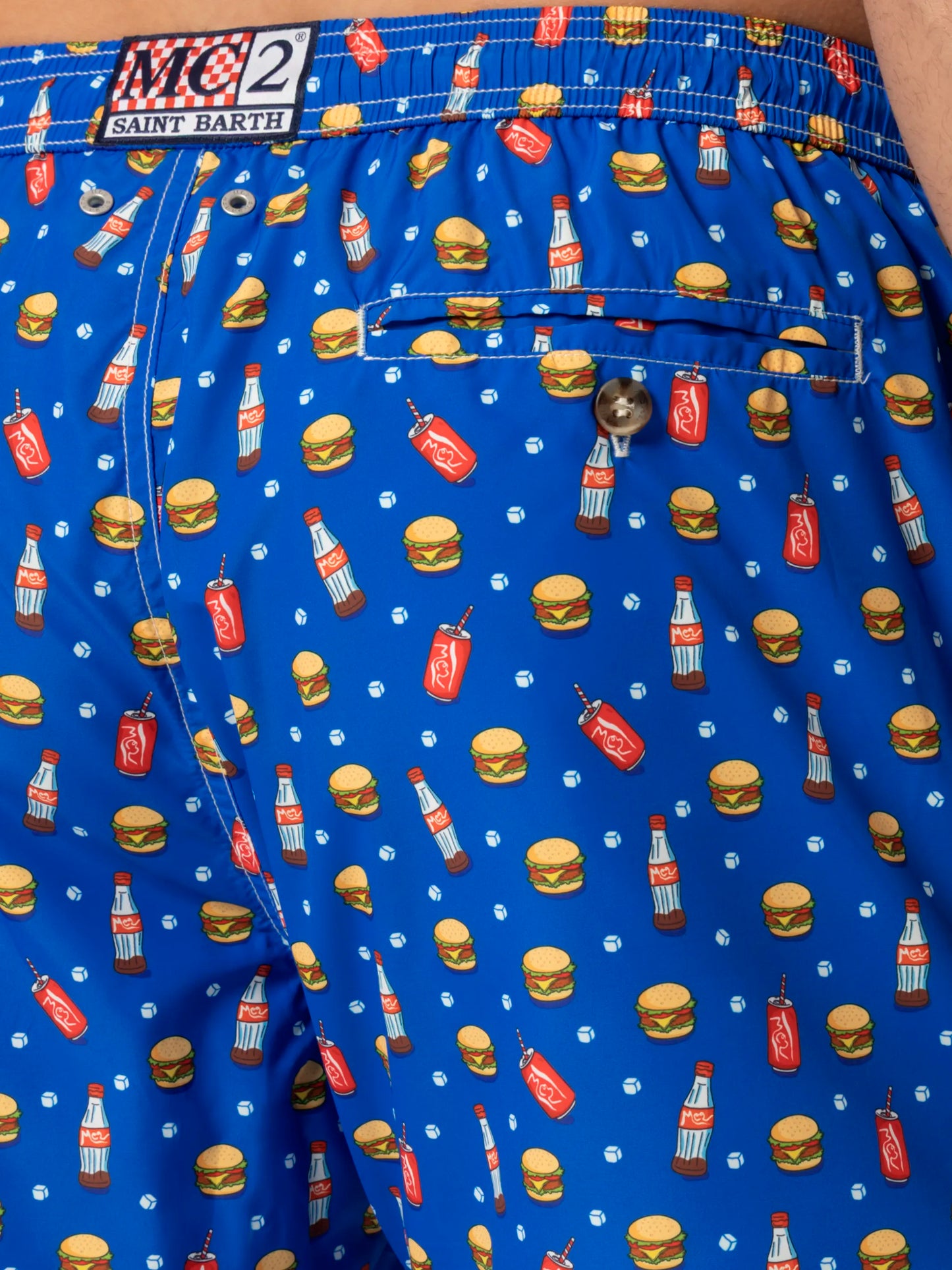 Lightweight fabric swim shorts Lighting with fast food print