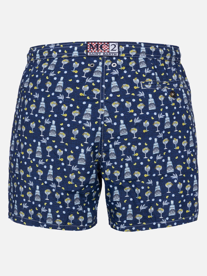 Man lightweight fabric swim-shorts Lighting Micro Fantasy with Gin Mare print | GIN MARE SPECIAL EDITION