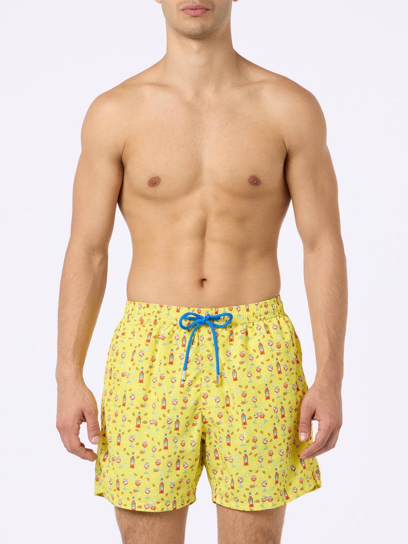 Man lightweight fabric swim-shorts Lighting Micro Fantasy with Aperol Spritz print | APEROL SPECIAL EDITION