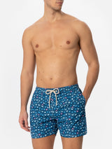 Herren-Badeshorts aus leichtem Stoff mit Krabbenprint