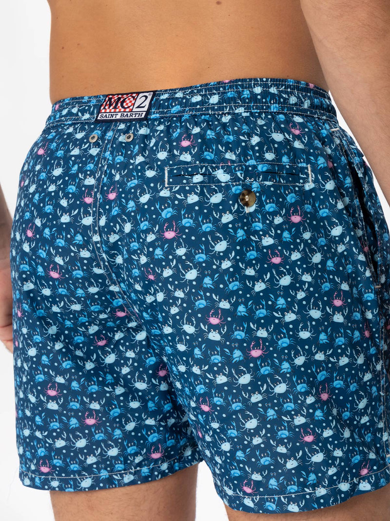 Herren-Badeshorts aus leichtem Stoff mit Krabbenprint