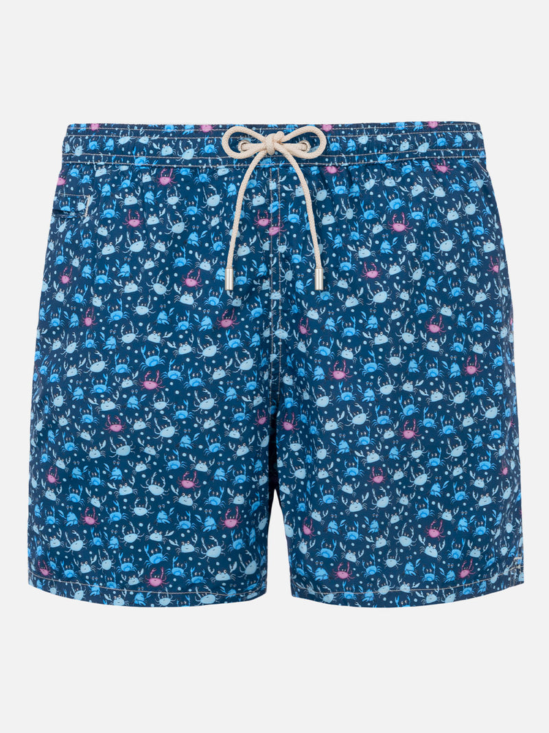 Herren-Badeshorts aus leichtem Stoff mit Krabbenprint