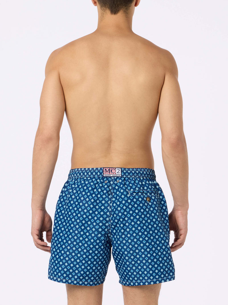 Man lightweight fabric swim-shorts Lighting Micro Fantasy with tie print