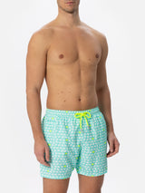 Man light fabric swim shorts with crabs print