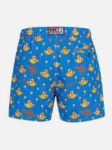 Man lightweight fabric swim-shorts Lighting Micro Fantasy with ducky Cryptopuppets print | CRYPTOPUPPETS SPECIAL EDITION