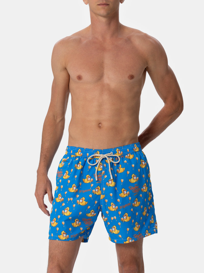 Man lightweight fabric swim-shorts Lighting Micro Fantasy with ducky Cryptopuppets print | CRYPTOPUPPETS SPECIAL EDITION