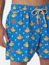 Man lightweight fabric swim-shorts Lighting Micro Fantasy with ducky Cryptopuppets print | CRYPTOPUPPETS SPECIAL EDITION